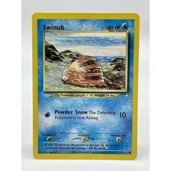 Swinub 79/111 Neo Genesis Set Unlimited Common Pokemon‎ Non Holo Vintage 2000 LP - Picture 1 of 6